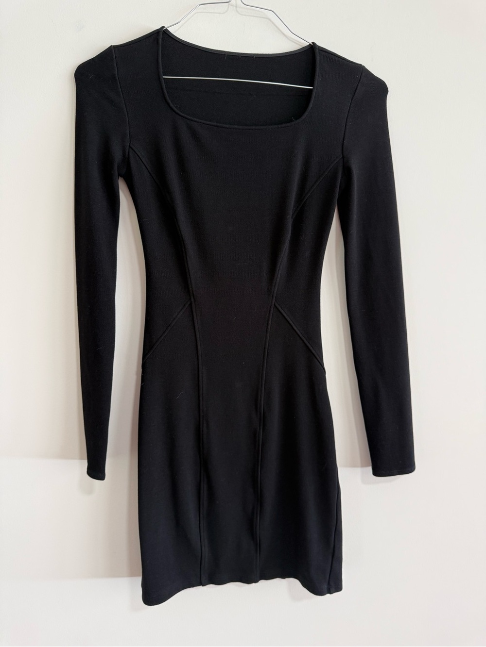 Helmut Lang Black Long-Sleeve Fitted Dress. Size 0. Excellent Condition.
